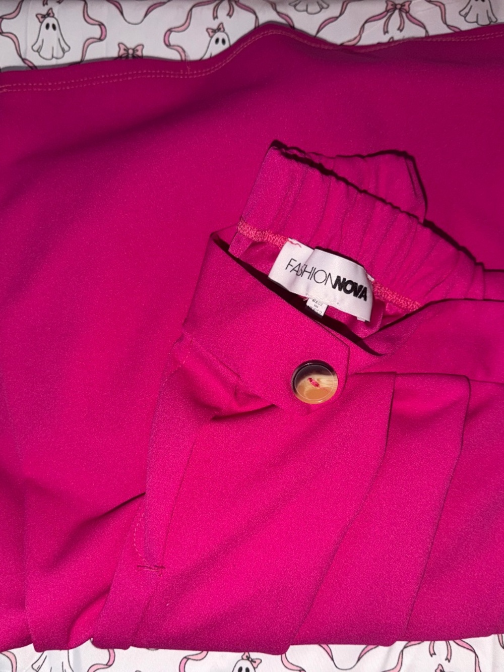 Fashion Nova Hot Pink Wide Leg Pants Women’s Large High Waist Barbiecore Fuchsia